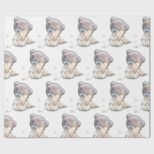 Niedlicher Teddybär mit anpassbarem Spielzeug Geschenkpapier (Flach)