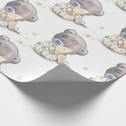 Niedlicher Teddybär mit anpassbarem Spielzeug Geschenkpapier (Ecke)