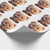 Niedlicher Teddybär mit anpassbarer Hintergrundfar Geschenkpapier (Ecke)