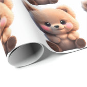 Niedlicher Teddybär mit anpassbarer Hintergrundfar Geschenkpapier (Rolleneckpunkt)