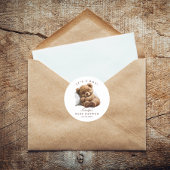 Niedlicher Teddybär mit Aquarellfarbe Runder Aufkleber