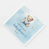 Niedlicher Teddybär mit Babyflasche Babydusche Serviette (Ecke)