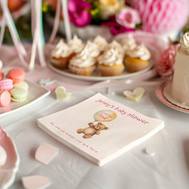 Niedlicher Teddybär mit Ballon Babydusche Serviette