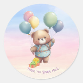 Niedlicher Teddybär mit Balloons Personalisiert Runder Aufkleber