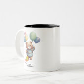 Niedlicher Teddybär mit Balloons Personalisiert Zweifarbige Tasse (Vorderseite Links)