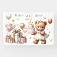 Niedlicher Teddybär mit Balloons und Geschenken