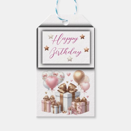 Niedlicher Teddybär mit Balloons und Geschenken Geschenkanhänger (Vorderseite)