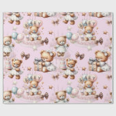 Niedlicher Teddybär mit Balloons und Geschenken Geschenkpapier (Flach)