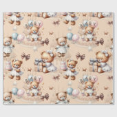 Niedlicher Teddybär mit Balloons und Geschenken Geschenkpapier (Flach)