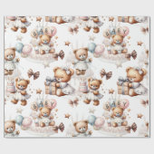 Niedlicher Teddybär mit Balloons und Geschenken Geschenkpapier (Flach)