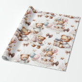 Niedlicher Teddybär mit Balloons und Geschenken Geschenkpapier (Ungerollt)