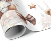 Niedlicher Teddybär mit Balloons und Geschenken Geschenkpapier (Rolleneckpunkt)