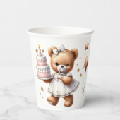 Niedlicher Teddybär mit Balloons und Geschenken Pappbecher (Rückseite)