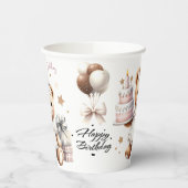 Niedlicher Teddybär mit Balloons und Geschenken Pappbecher (Links)