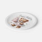 Niedlicher Teddybär mit Balloons und Geschenken Pappteller (Schrägansicht)