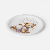 Niedlicher Teddybär mit Balloons und Geschenken Pappteller (Schrägansicht)