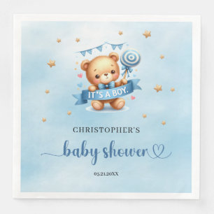 Niedlicher Teddybär mit Band, es ist eine Babydusc Serviette