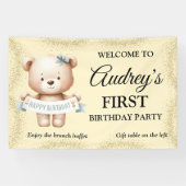 Niedlicher Teddybär mit beliebigem Alt-Brithday-Ba Banner (Horizontal)