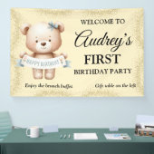 Niedlicher Teddybär mit beliebigem Alt-Brithday-Ba Banner (Messe)