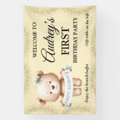 Niedlicher Teddybär mit beliebigem Alt-Brithday-Ba Banner (Vertikal)