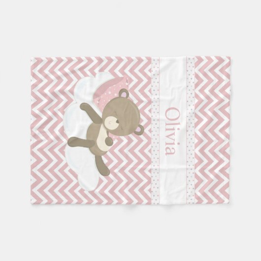 Niedlicher Teddybär mit benutzerdefinierter Monogr Fleecedecke (Vorderseite (Horizontal))