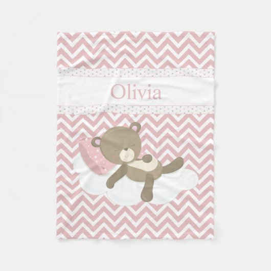 Niedlicher Teddybär mit benutzerdefinierter Monogr Fleecedecke (Vorderseite)