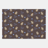 Niedlicher Teddybär mit blauen Herzen Geschenkpapier Set (Vorderseite 3)