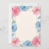 Niedlicher Teddybär mit blauer Babybrause Einladung (Rückseite)