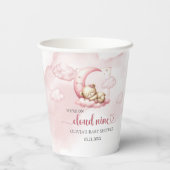 Niedlicher Teddybär mit blauer Rosa und neun Mädch Pappbecher (Rückseite)