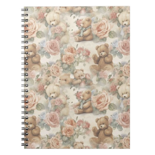 niedlicher Teddybär mit Blume Notizblock (Vorderseite)