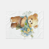 Niedlicher Teddybär mit Bouquet-Blume Fleecedecke (Vorderseite (Horizontal))