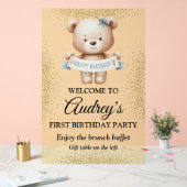 Niedlicher Teddybär mit Brithday Banner Acrylschild (Hochzeit)