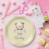 Niedlicher Teddybär mit Brithday Pappteller (Party)