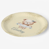 Niedlicher Teddybär mit Brithday Pappteller (Schrägansicht)
