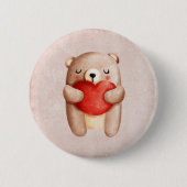 Niedlicher Teddybär mit einem roten Herz Button (Vorderseite)