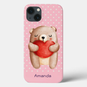 Niedlicher Teddybär mit einem roten Herz Case-Mate iPhone Hülle