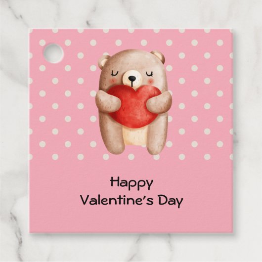 Niedlicher Teddybär mit einem roten Herz Geschenkanhänger (Vorderseite)