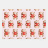 Niedlicher Teddybär mit einem roten Herz Geschenkpapier Set (Vorderseite 2)