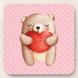 Niedlicher Teddybär mit einem roten Herz Getränkeuntersetzer