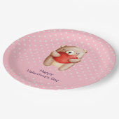 Niedlicher Teddybär mit einem roten Herz Pappteller (Schrägansicht)