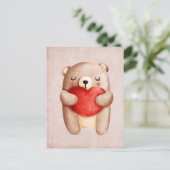 Niedlicher Teddybär mit einem roten Herz Postkarte (Stehend Vorderseite)