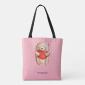 Niedlicher Teddybär mit einem roten Herz Tasche (Rückseite)