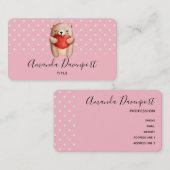 Niedlicher Teddybär mit einem roten Herz Visitenkarte (Vorne/Hinten)