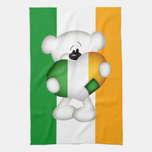 Niedlicher Teddybär mit großem irischen Herz Küchentuch