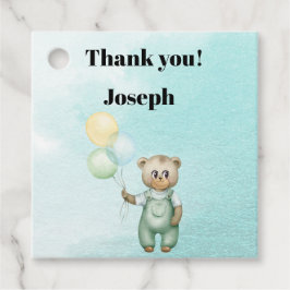 niedlicher Teddybär mit grünem Hintergrund Geschenkanhänger