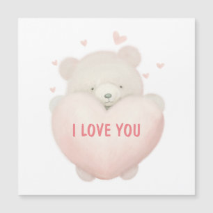 Niedlicher Teddybär mit Herz - ICH LIEBE SIE Magnetkarte
