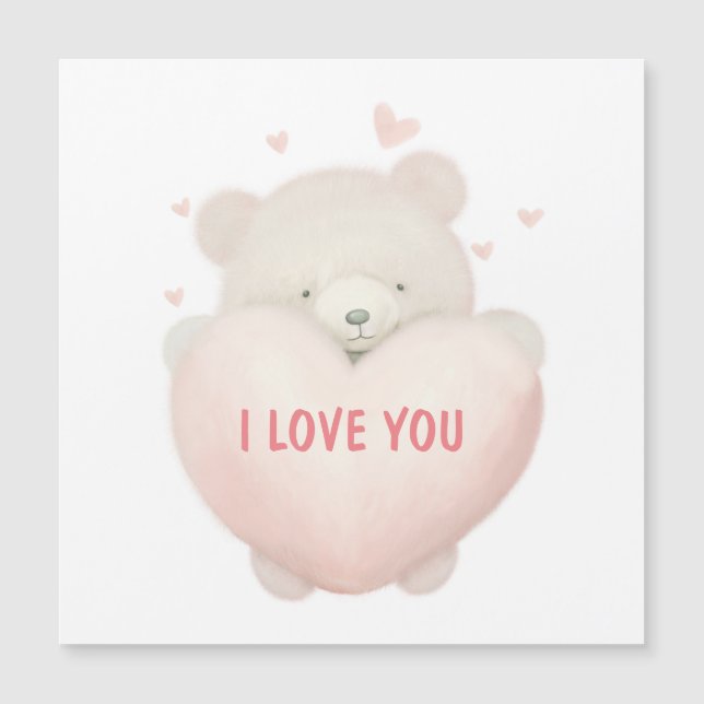 Niedlicher Teddybär mit Herz - ICH LIEBE SIE Magnetkarte (Vorderseite)