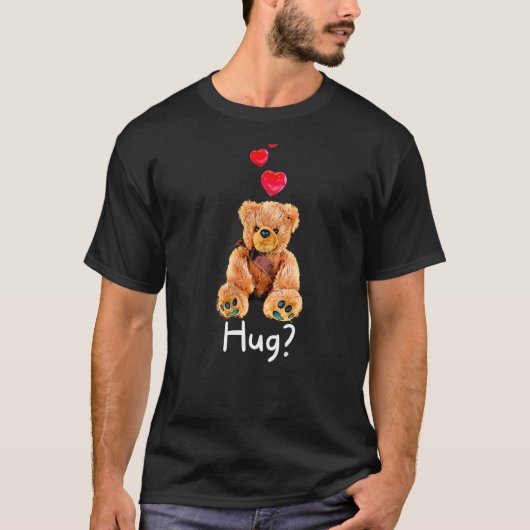 Niedlicher Teddybär mit Herz-Umarmung T-Shirt (Vorderseite)