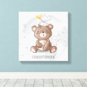 Niedlicher Teddybär mit Kinderzimmer Leinwanddruck (Insitu (Holzboden))