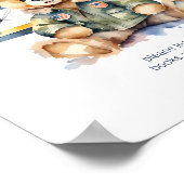 Niedlicher Teddybär mit kleinem Piloten Poster (Ecke)